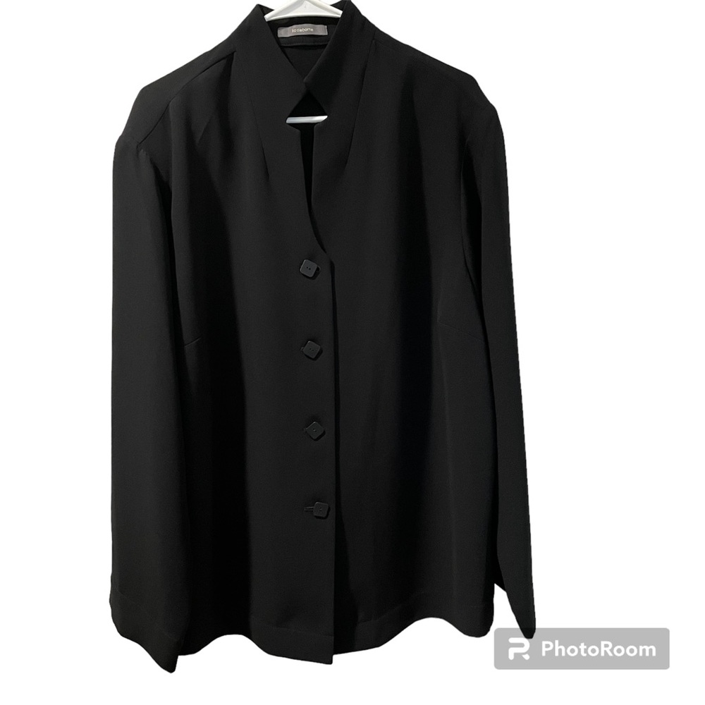 Liz Claiborne Lightweight Black Jacket Four Button Up Front 2X Padded Sh…